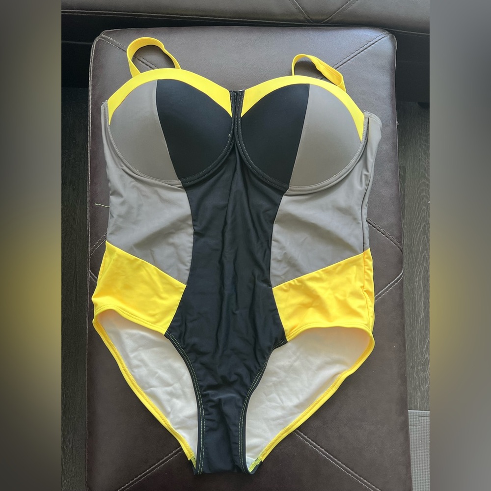NWT Biki Black and Yellow One Piece Bathing Suit - Picture 3 of 7